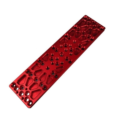 Precision Metal Cnc Machining Milling Parts Long Mounting Aluminum Plates Red Anodize